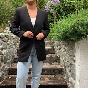 VINTAGE Black Jones New York Lapelless Blazer